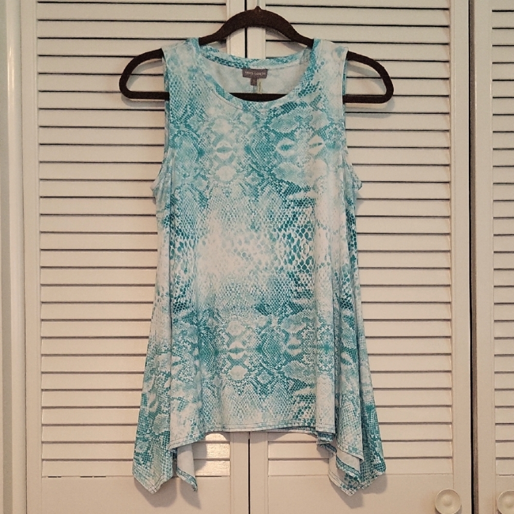 Vince Camuto Teal and White Sleeveless Tank Top